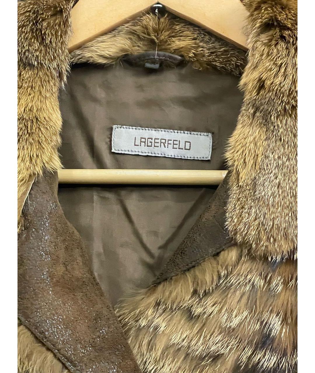 KARL LAGERFELD Коричневое кожаное пальто, фото 3