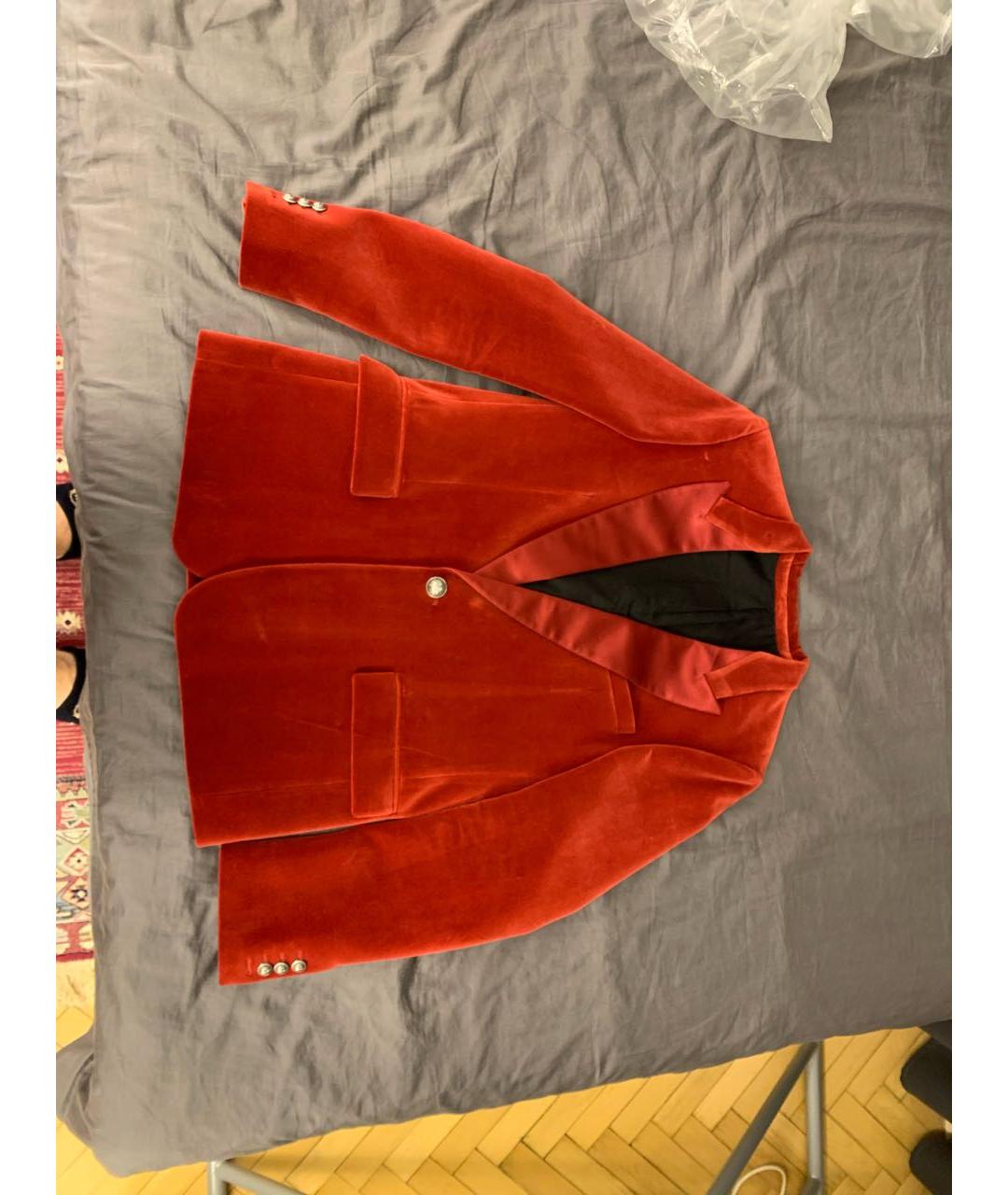BALMAIN Оранжевый бархатный пиджак, фото 8