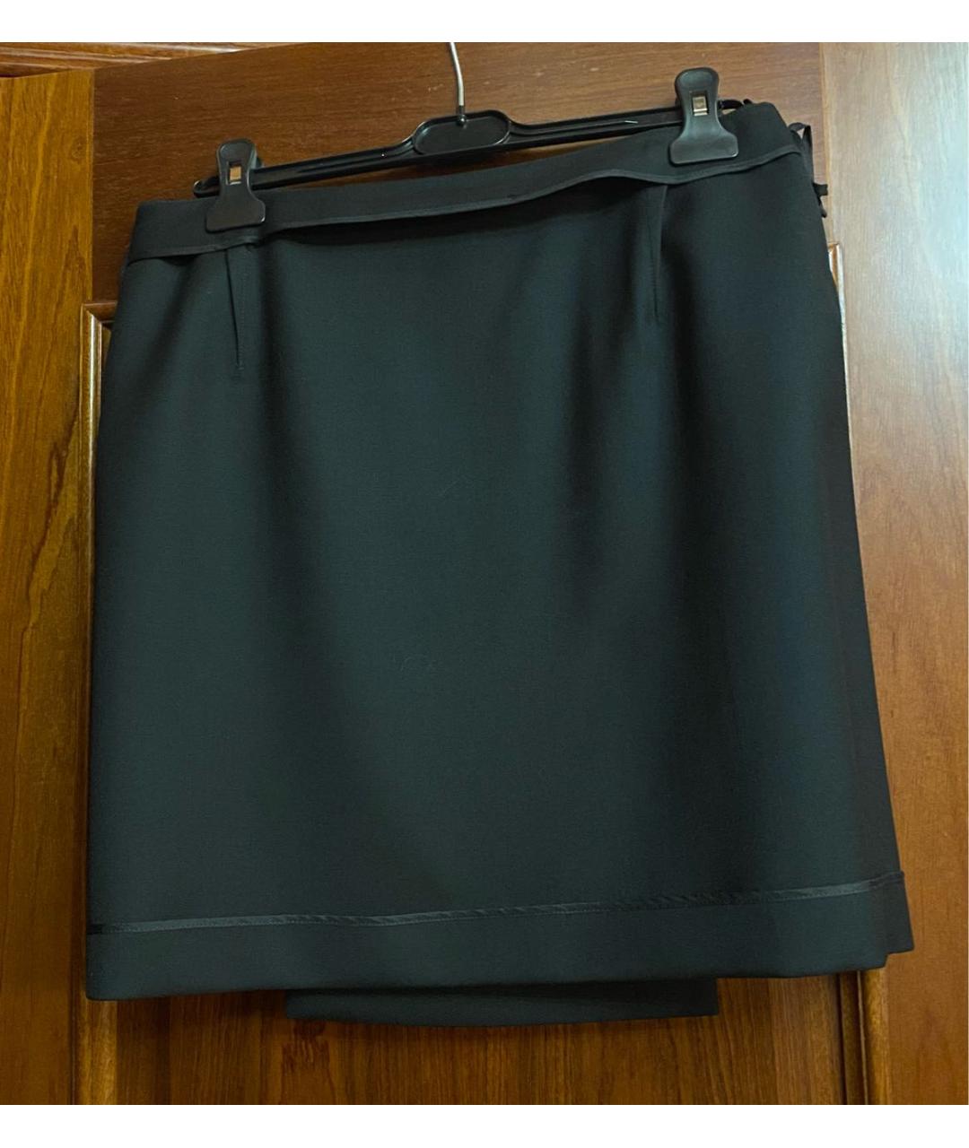 MUGLER Черная шерстяная юбка мини, фото 4