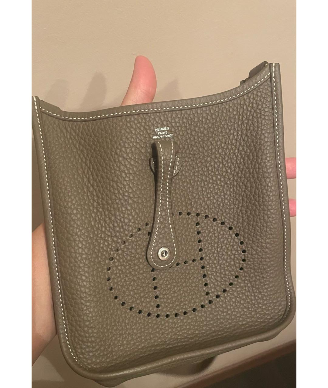 HERMES Серая кожаная сумка через плечо, фото 4