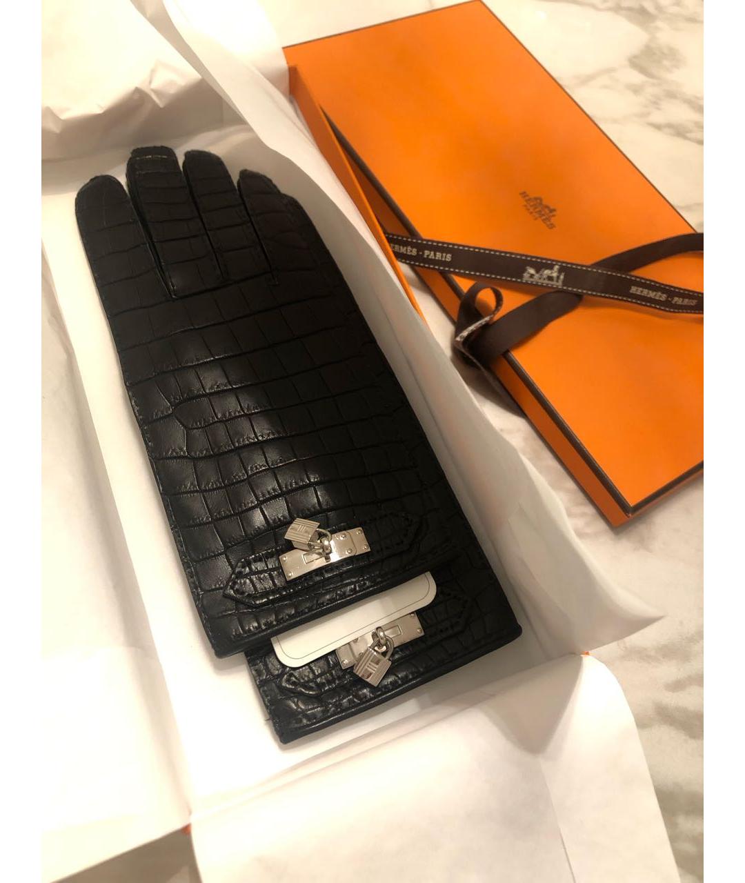 HERMES PRE-OWNED Черные кожаные перчатки, фото 4