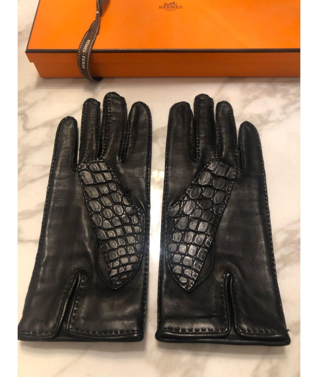 HERMES PRE-OWNED Черные кожаные перчатки, фото 2