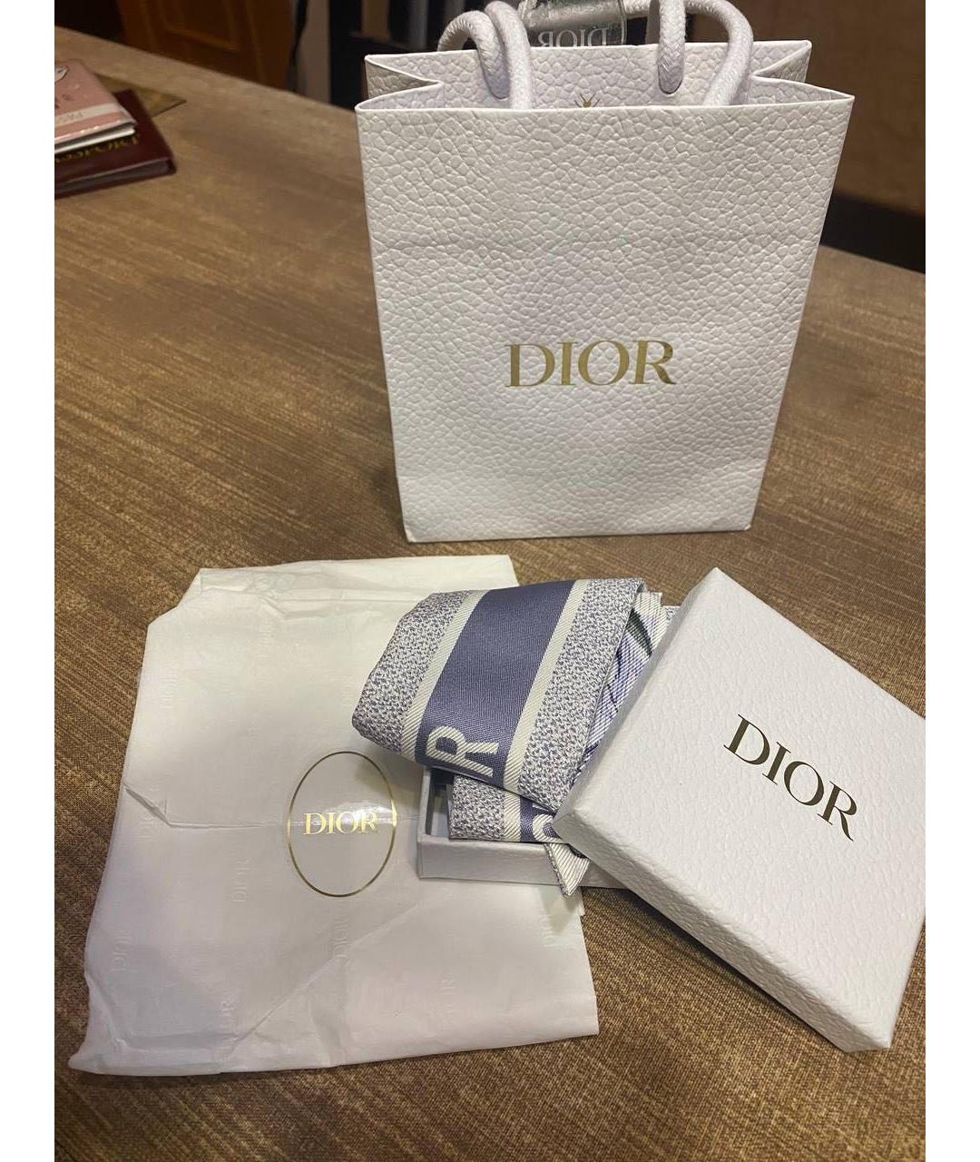 CHRISTIAN DIOR Голубой шелковый платок, фото 5
