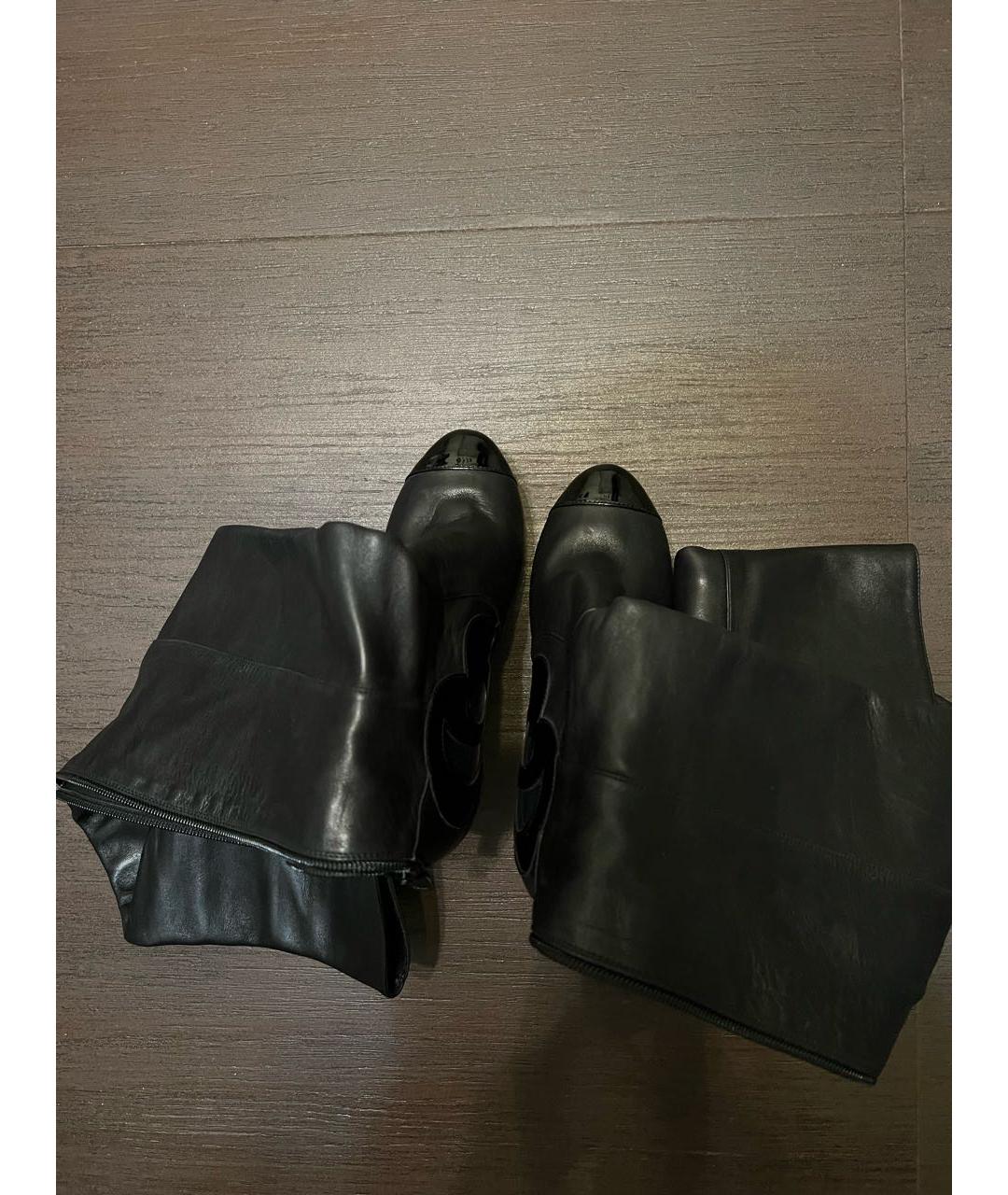 CHANEL PRE-OWNED Черные кожаные ботфорты, фото 3