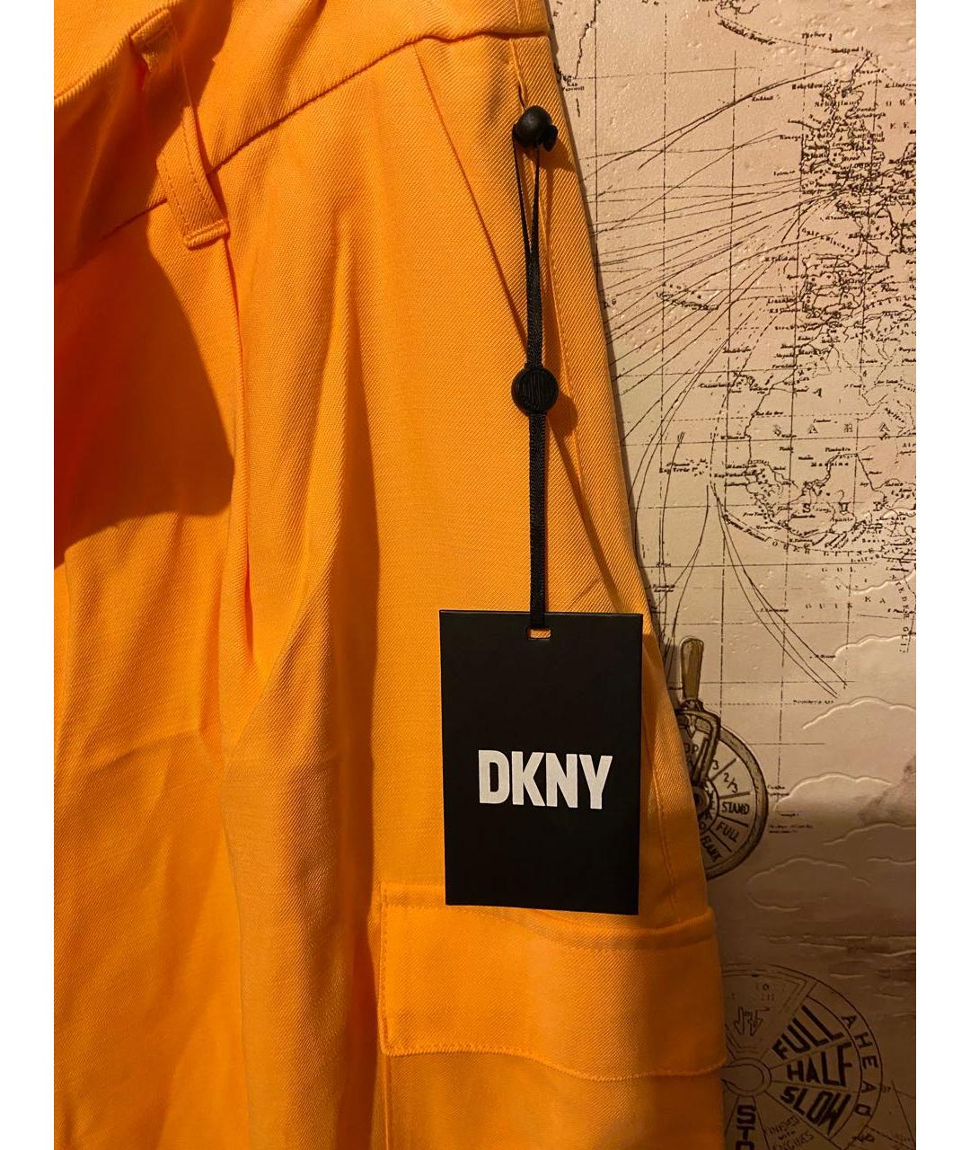 DKNY Оранжевое полиуретановые брюки широкие, фото 5