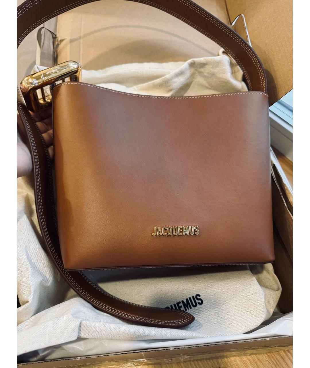 JACQUEMUS Коричневая кожаная сумка тоут, фото 8