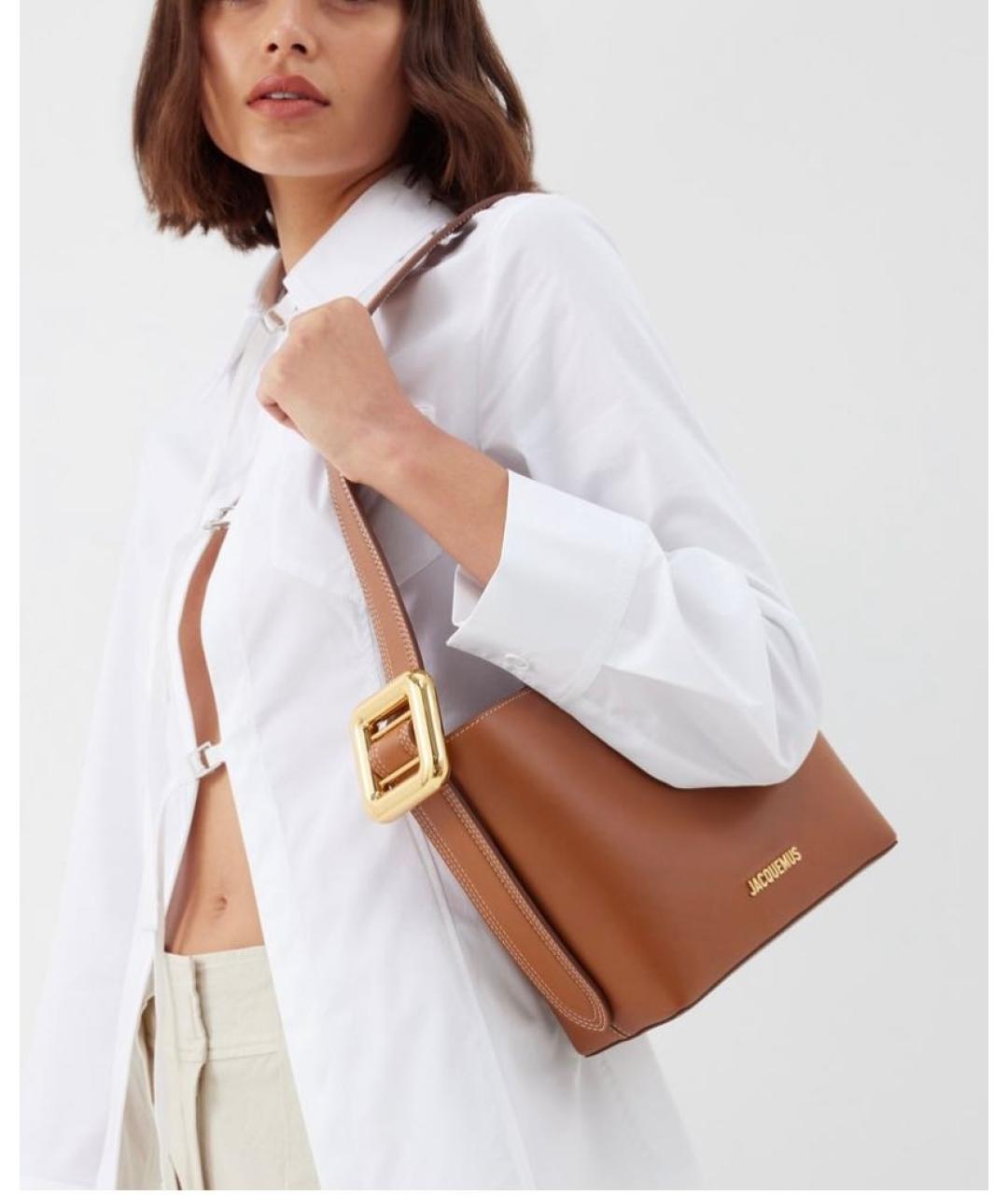 JACQUEMUS Коричневая кожаная сумка тоут, фото 2