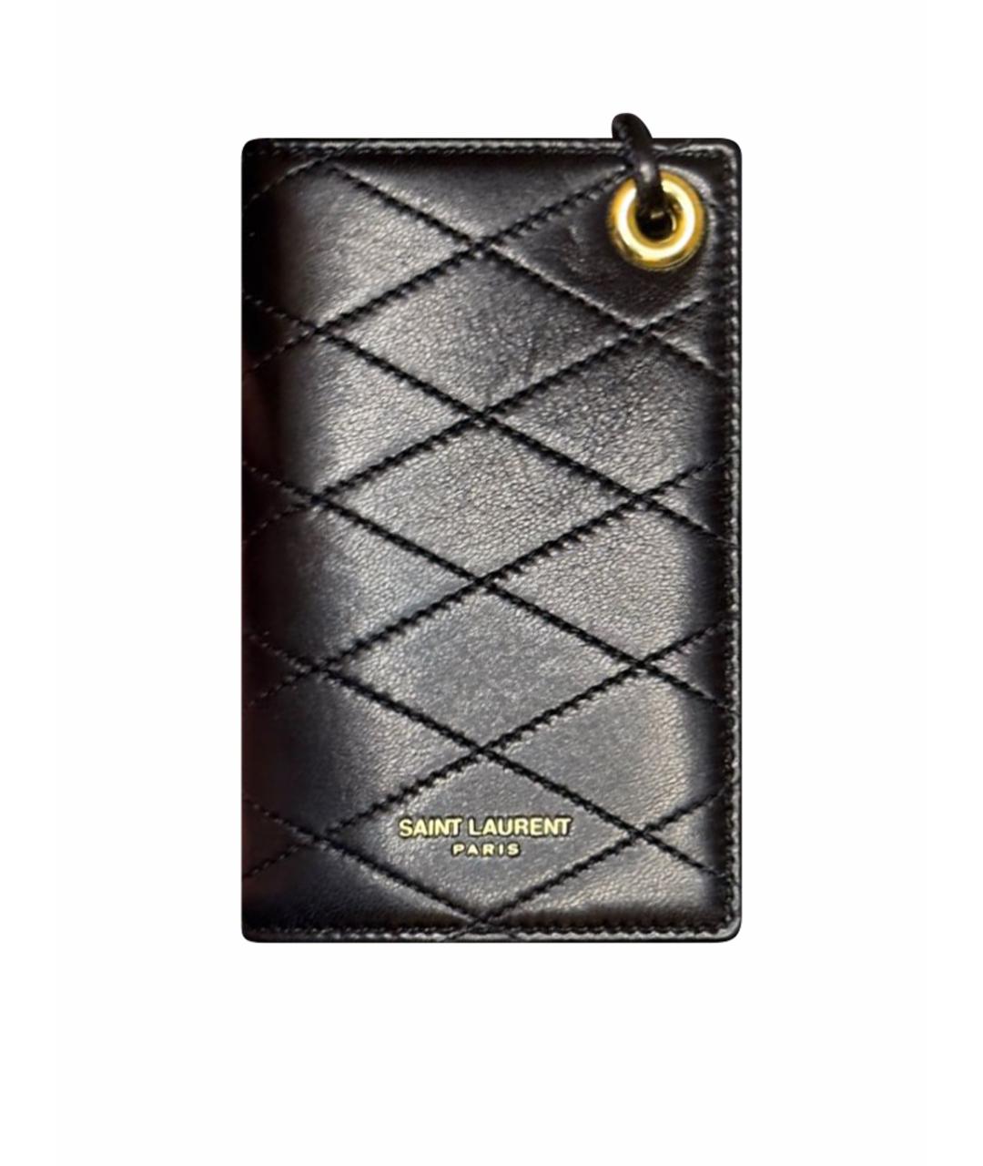 SAINT LAURENT Черная кожаная визитница, фото 1