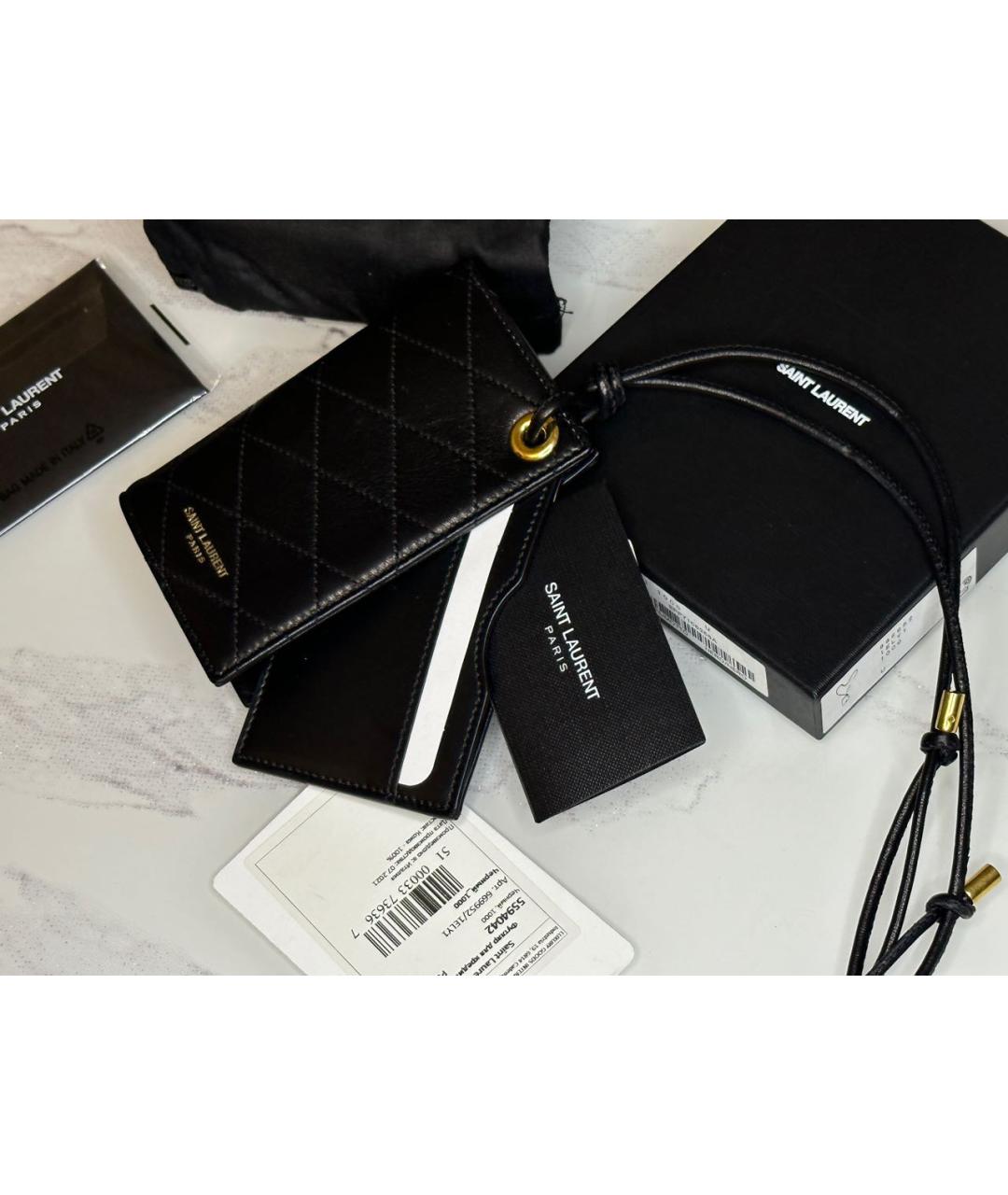 SAINT LAURENT Черная кожаная визитница, фото 5