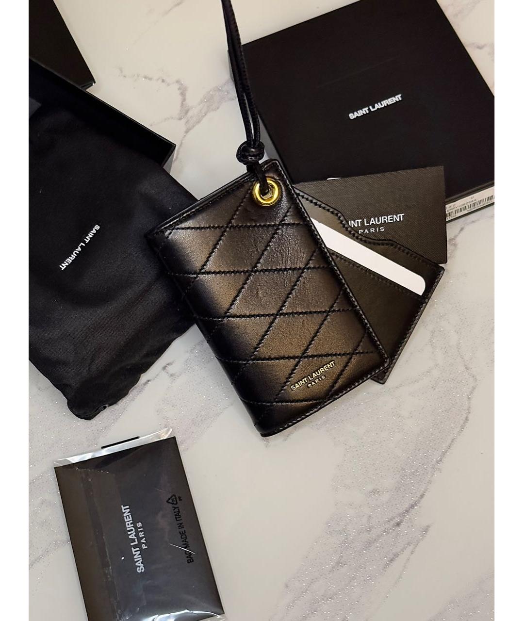 SAINT LAURENT Черная кожаная визитница, фото 4