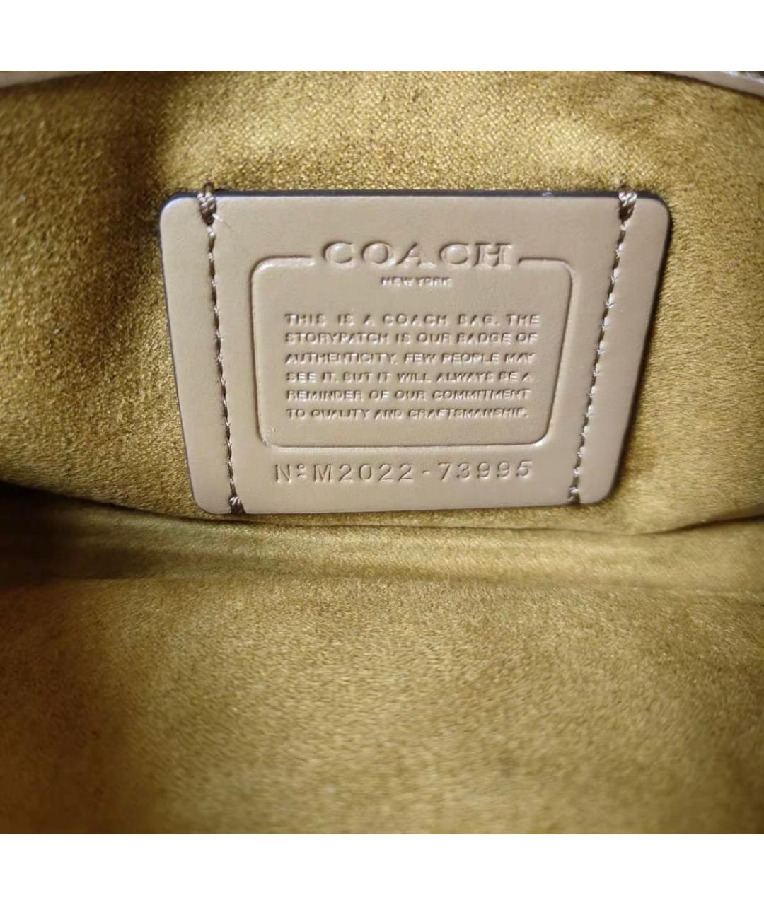 COACH Бежевая кожаная сумка через плечо, фото 6