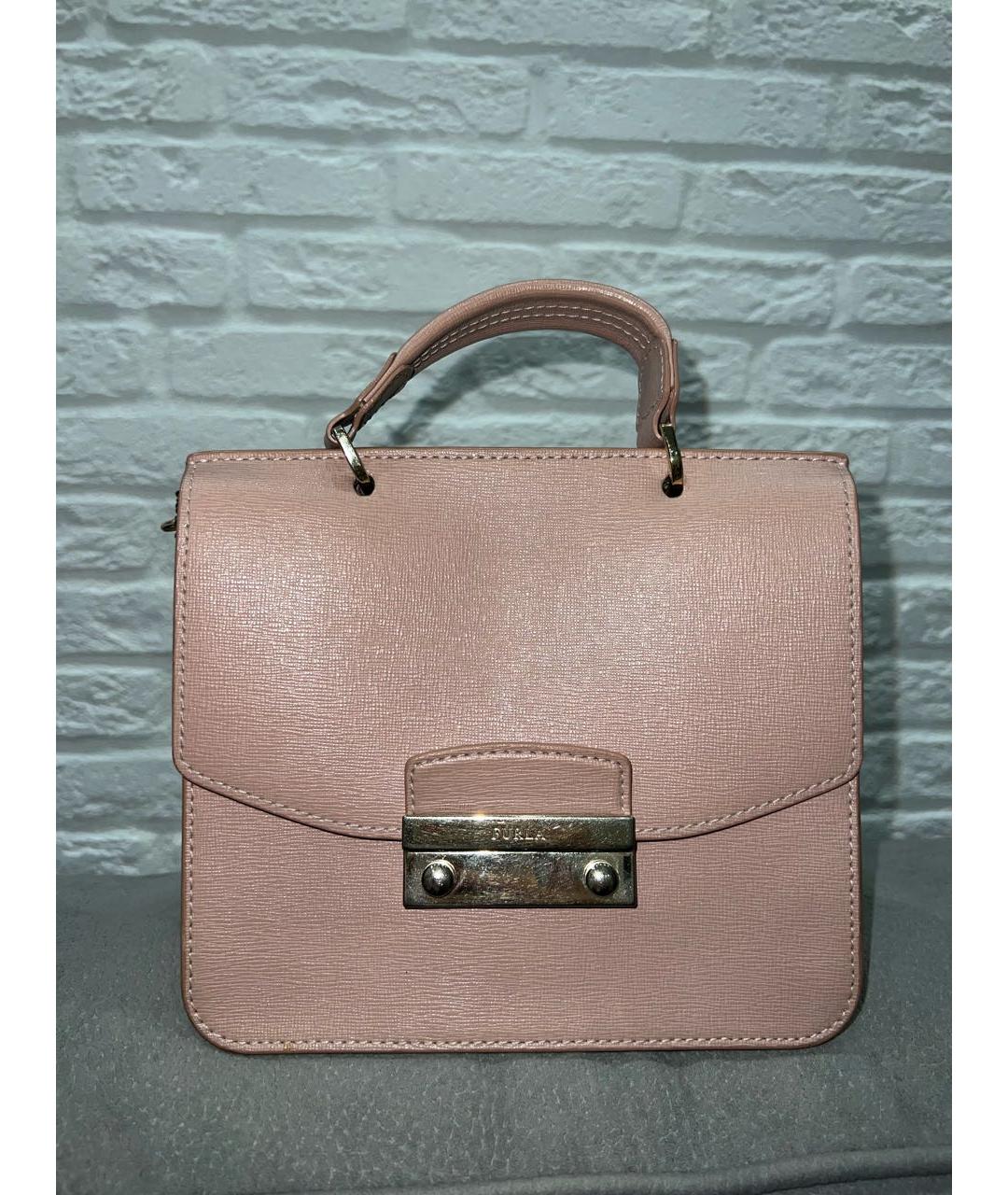 FURLA Коралловая кожаная сумка через плечо, фото 5