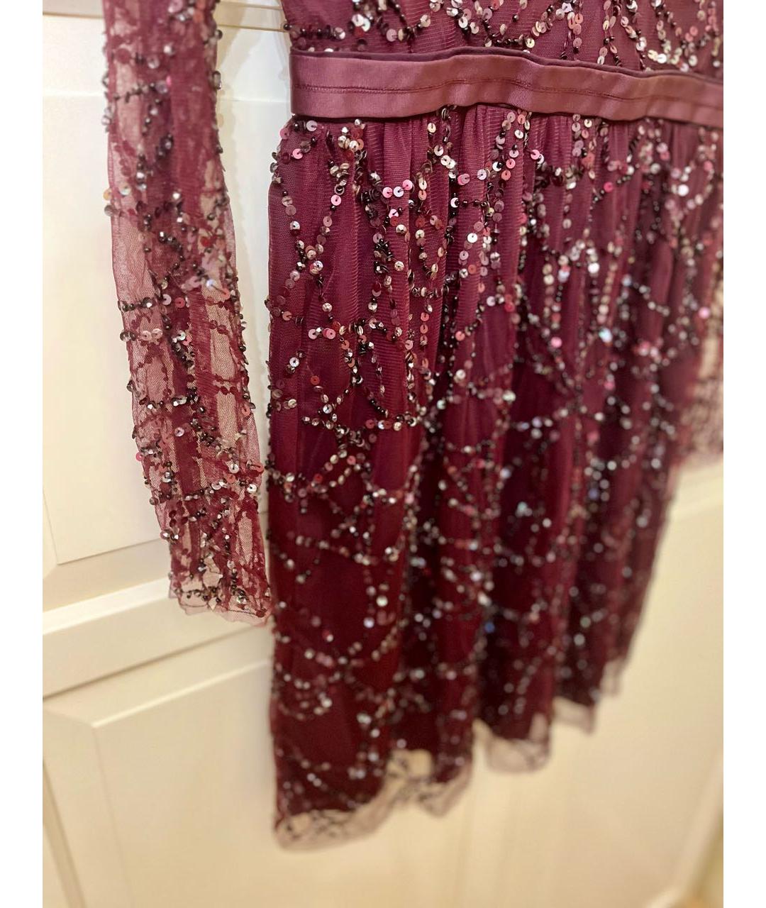 NEEDLE & THREAD Бордовое полиэстеровое коктейльное платье, фото 3
