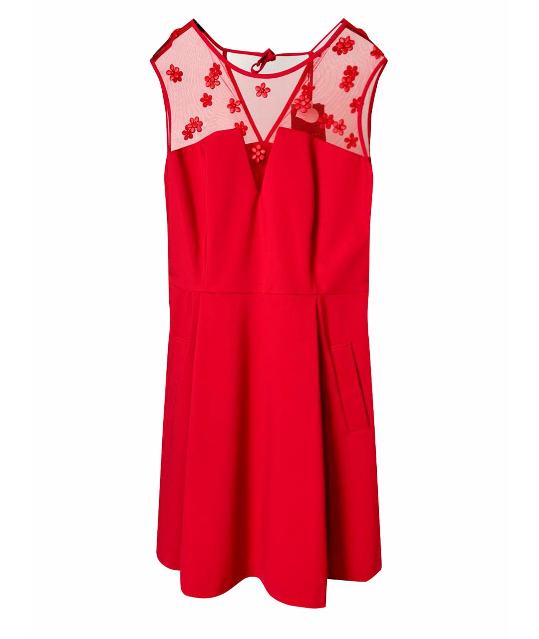 TWIN-SET Красное хлопко-эластановое коктейльное платье, фото 1