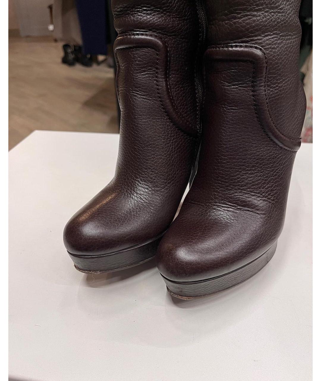 GUCCI Коричневые кожаные сапоги, фото 6