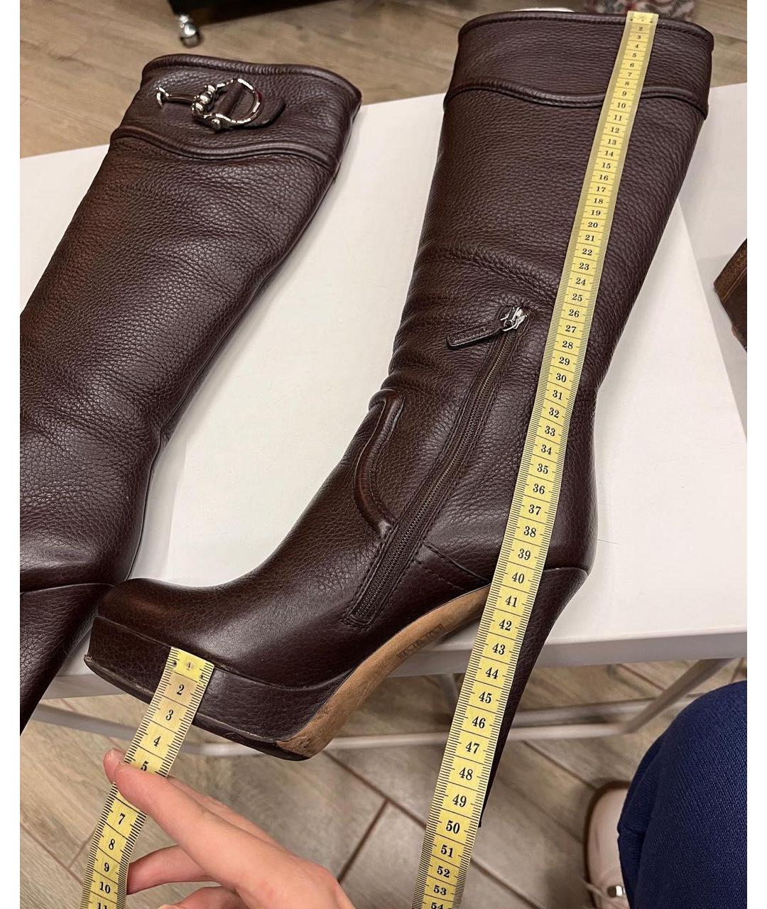 GUCCI Коричневые кожаные сапоги, фото 3