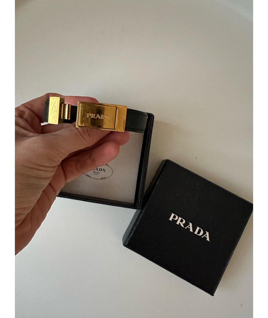 PRADA Черный кожаный браслет, фото 5