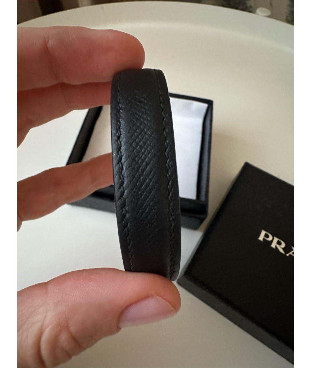 PRADA Черный кожаный браслет, фото 3
