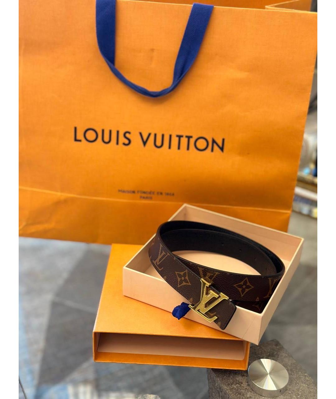 LOUIS VUITTON Коричневый кожаный ремень, фото 4