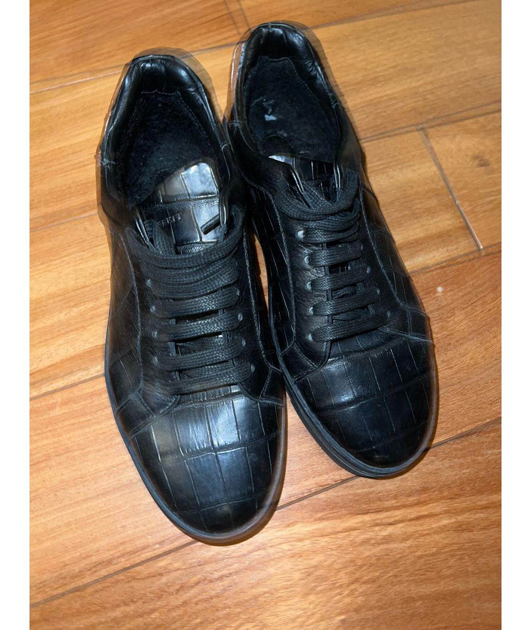 BARRETT Черные низкие кроссовки / кеды из экзотической кожи, фото 8