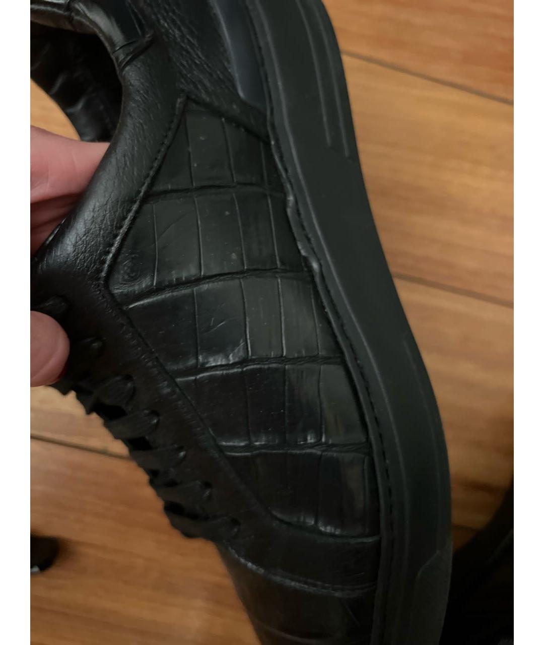 BARRETT Черные низкие кроссовки / кеды из экзотической кожи, фото 7
