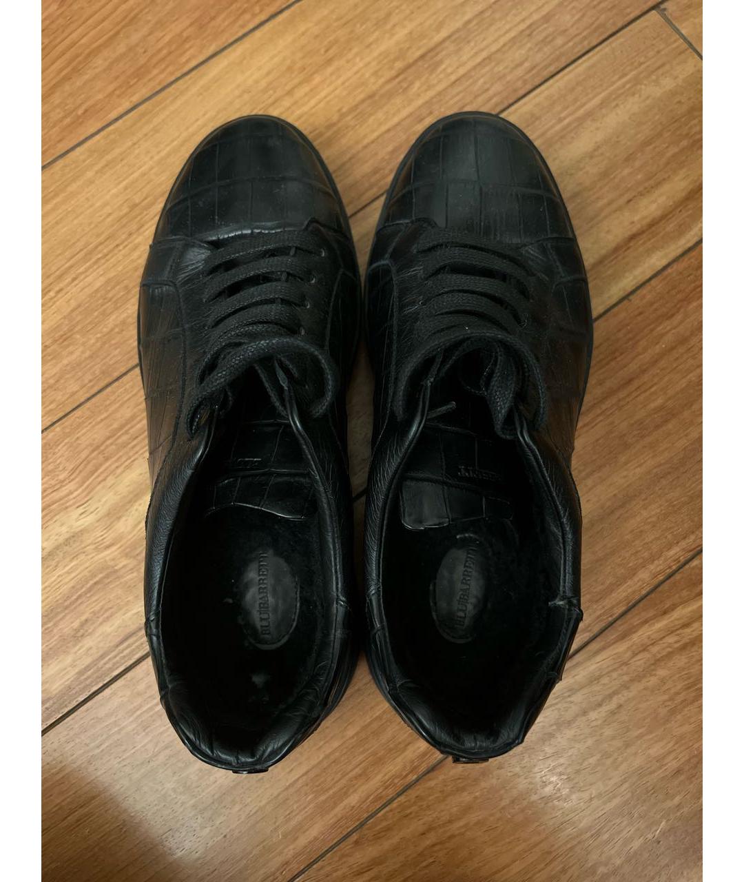 BARRETT Черные низкие кроссовки / кеды из экзотической кожи, фото 3