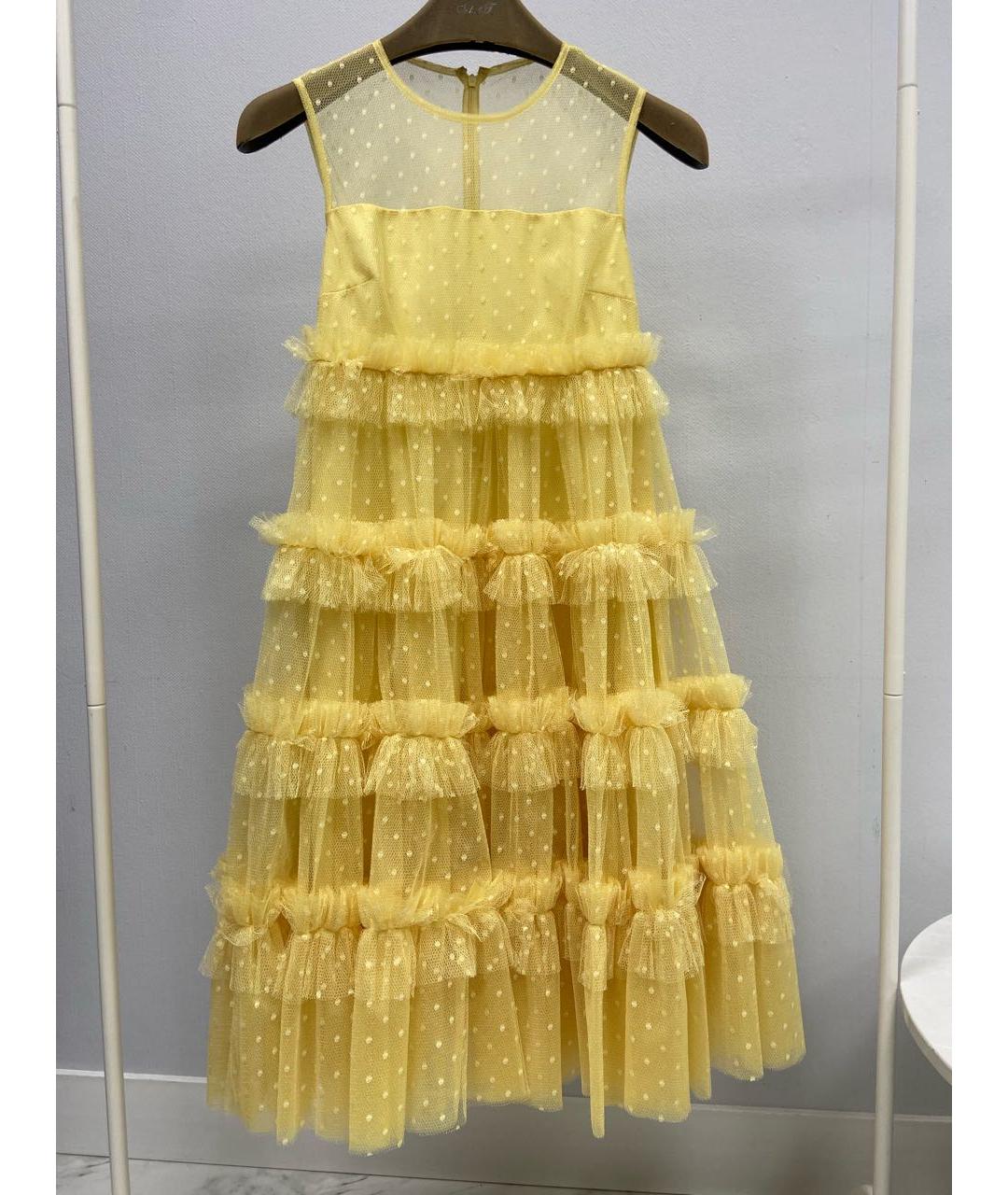 RED VALENTINO Желтое полиэстеровое коктейльное платье, фото 7