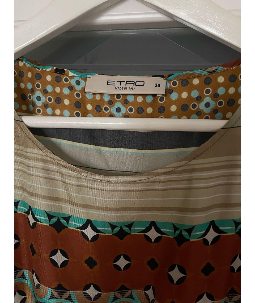 ETRO Бежевое шелковое повседневное платье, фото 2