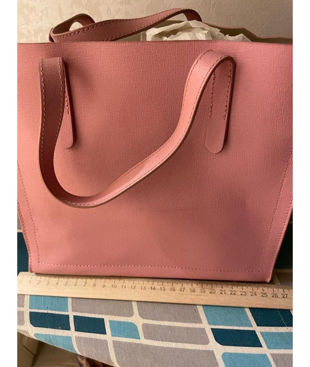 FURLA Розовая кожаная сумка с короткими ручками, фото 2