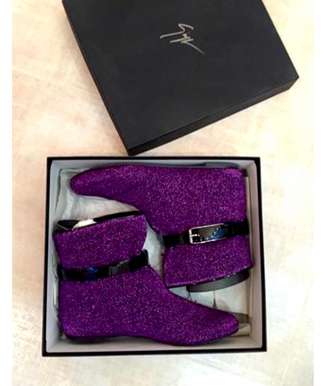 GIUSEPPE ZANOTTI DESIGN Фиолетовые текстильные ботильоны, фото 2