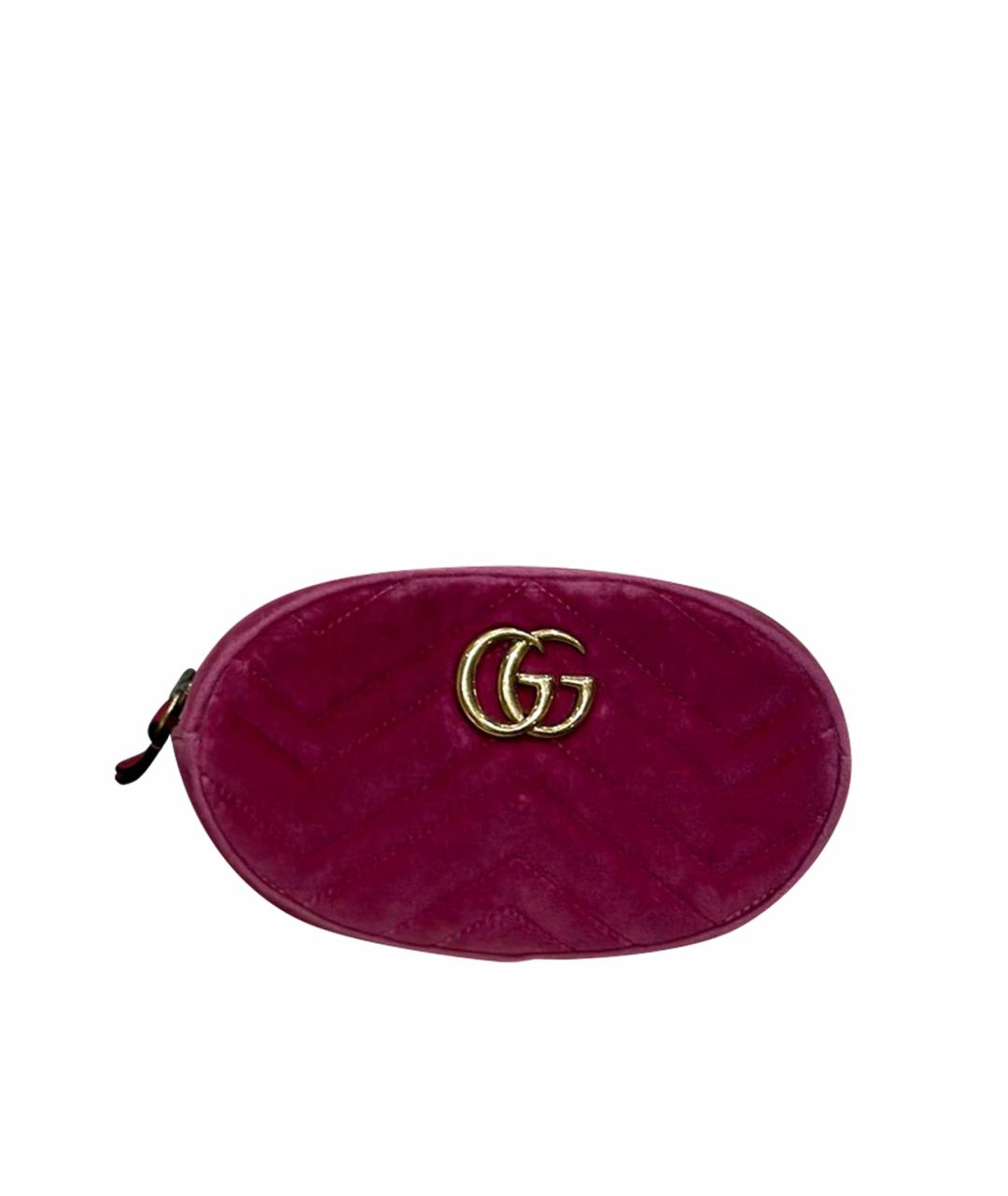 GUCCI Розовая бархатная поясная сумка, фото 1