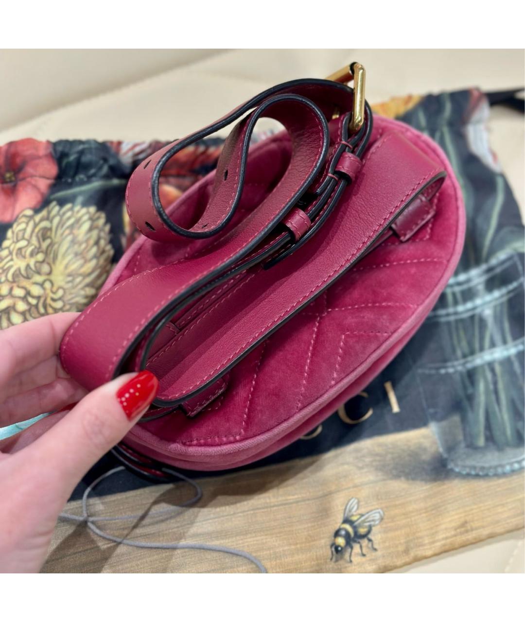 GUCCI Розовая бархатная поясная сумка, фото 5
