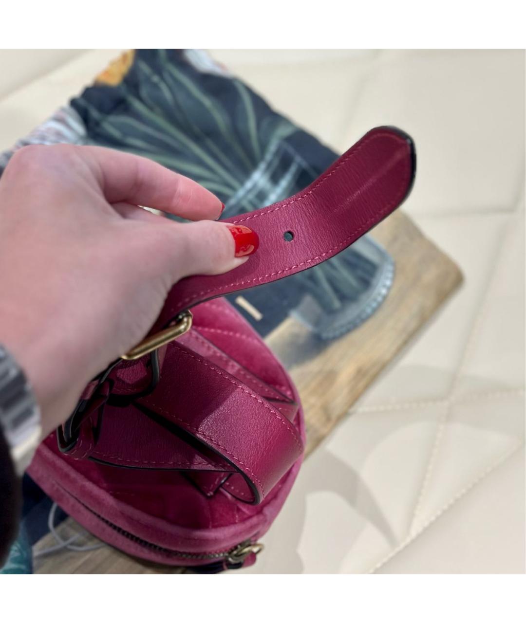 GUCCI Розовая бархатная поясная сумка, фото 6