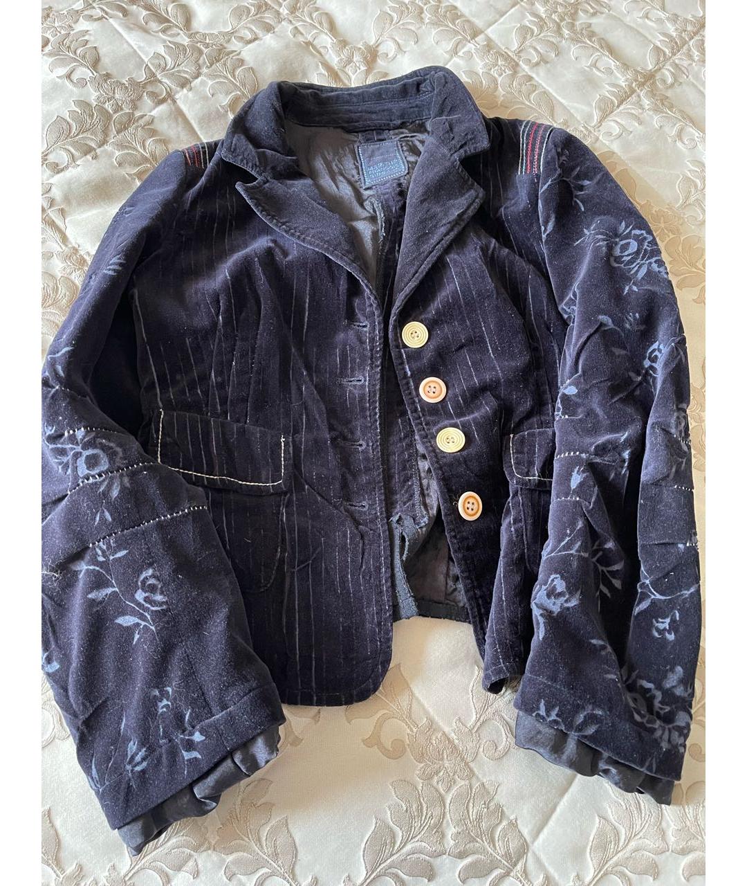 MARITHE FRANCOIS GIRBAUD Темно-синий бархатный жакет/пиджак, фото 3