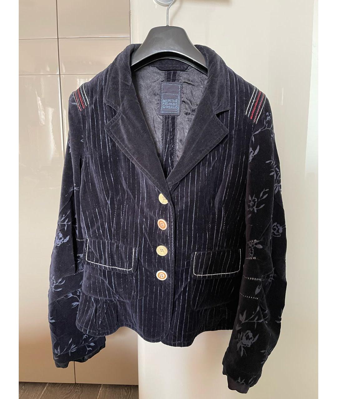 MARITHE FRANCOIS GIRBAUD Темно-синий бархатный жакет/пиджак, фото 5