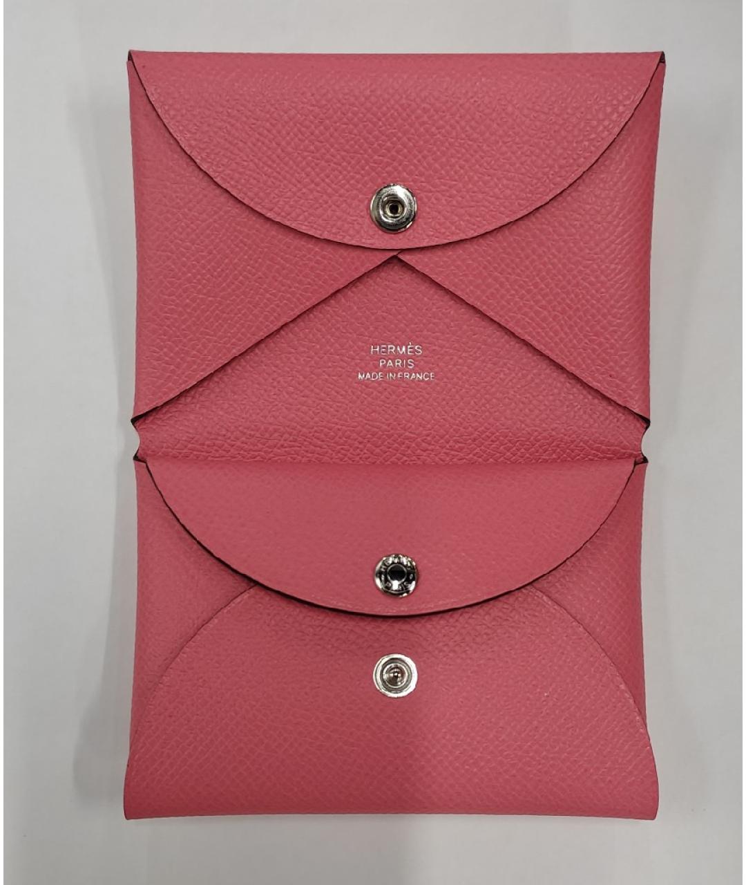 HERMES Розовый кожаный кошелек, фото 2