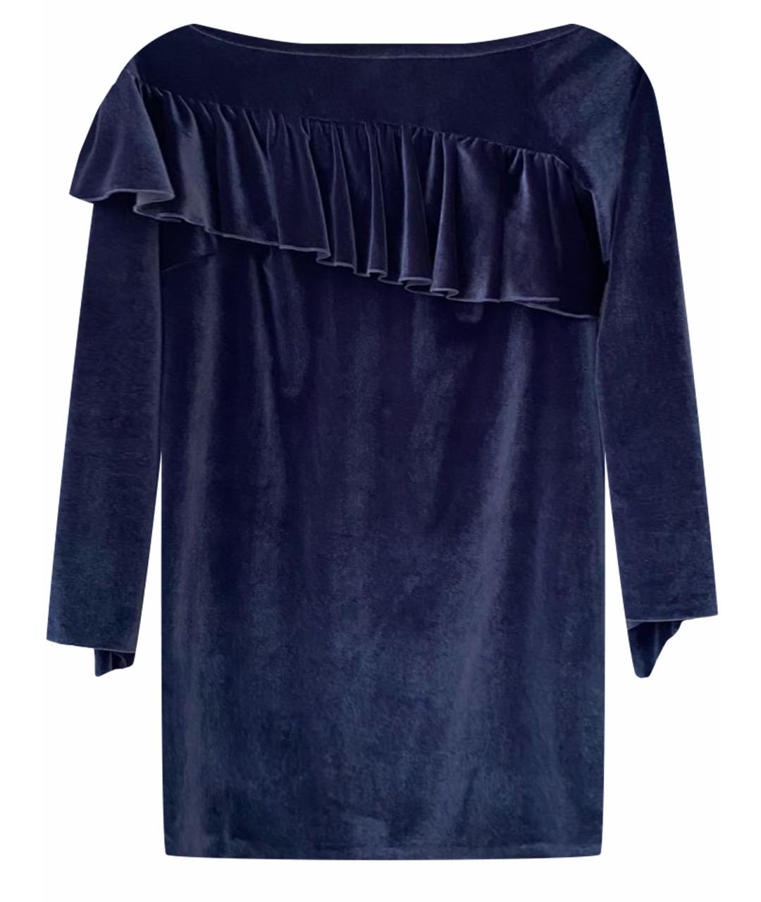 DENNY ROSE Темно-синее велюровое повседневное платье, фото 1