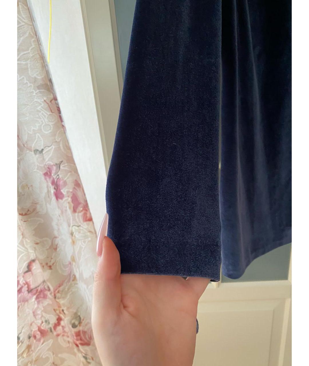 DENNY ROSE Темно-синее велюровое повседневное платье, фото 7