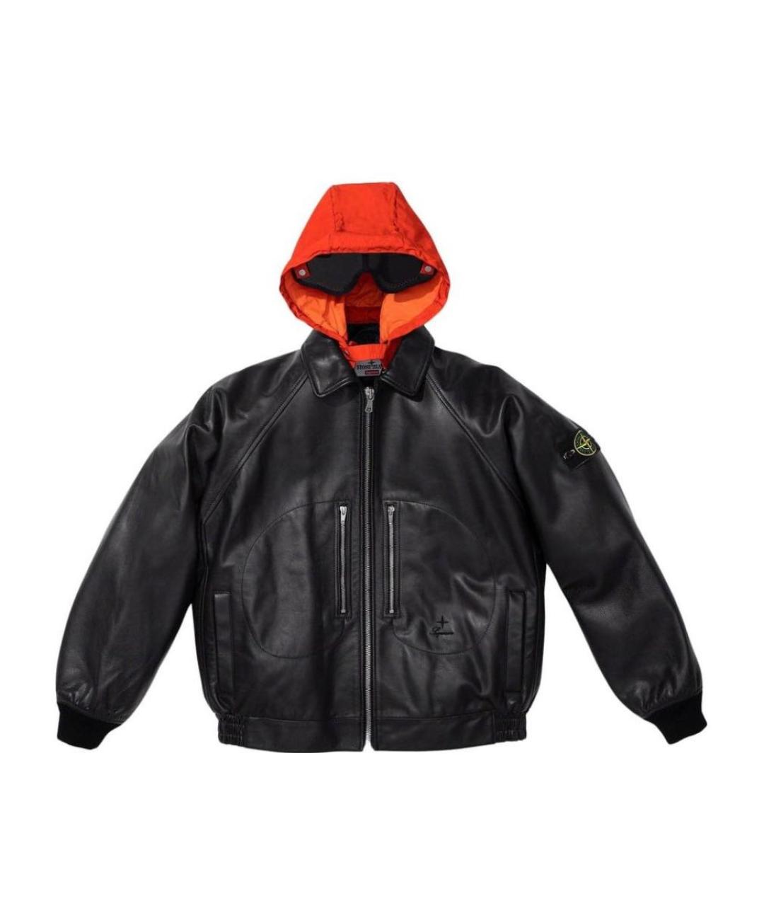 STONE ISLAND Черная кожаная куртка, фото 1