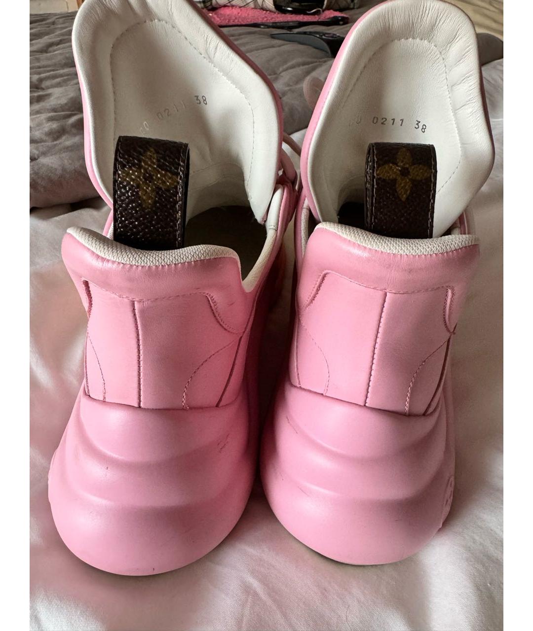 LOUIS VUITTON PRE-OWNED Розовые кожаные кроссовки, фото 4