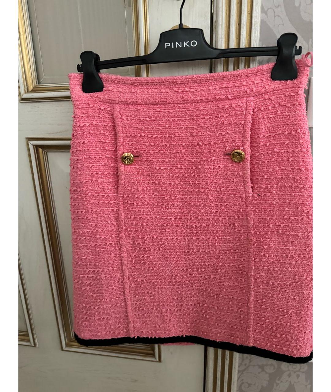 GUCCI Розовая твидовая юбка мини, фото 4