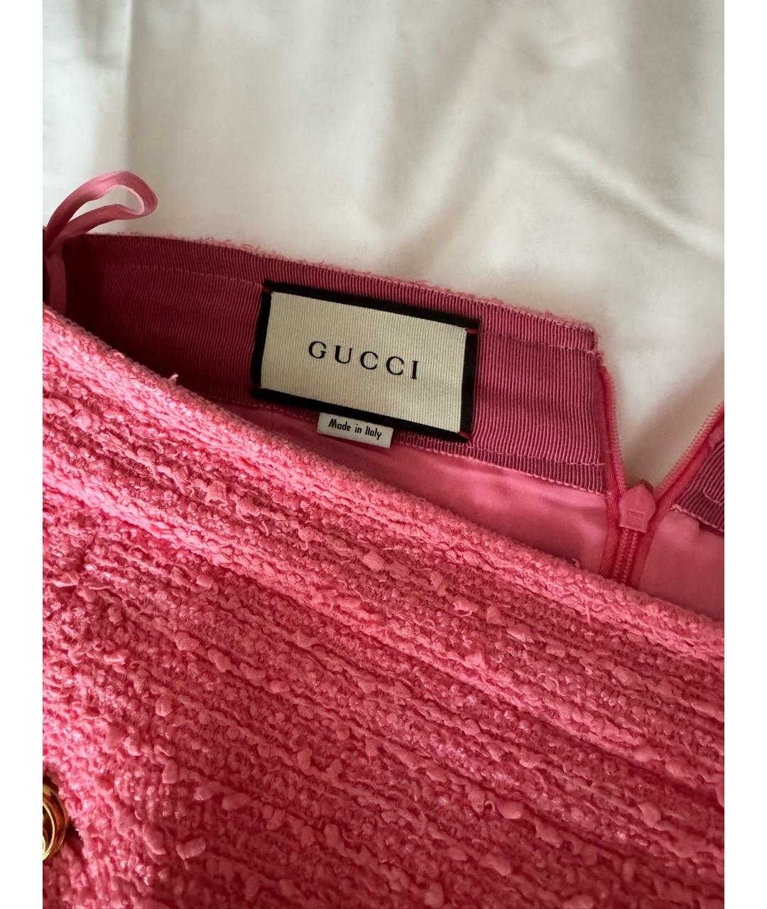 GUCCI Розовая твидовая юбка мини, фото 3