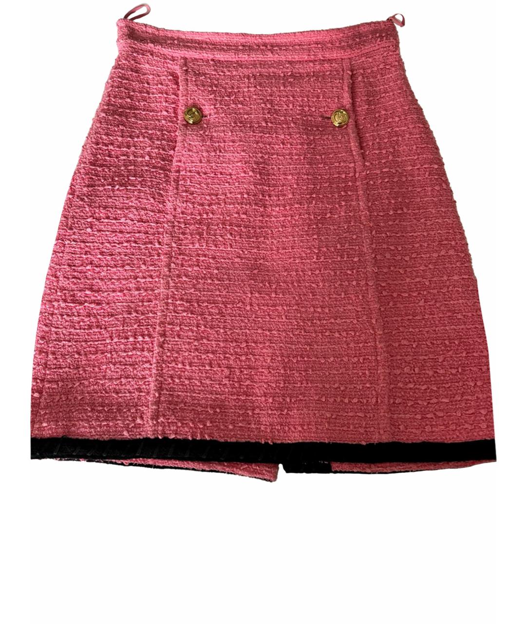 GUCCI Розовая твидовая юбка мини, фото 1
