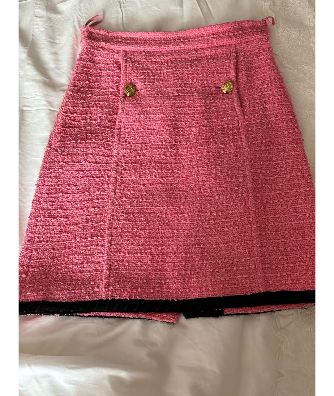 GUCCI Розовая твидовая юбка мини, фото 6