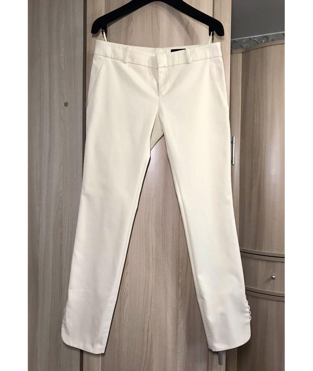 GUCCI Белые хлопко-эластановые брюки узкие, фото 5