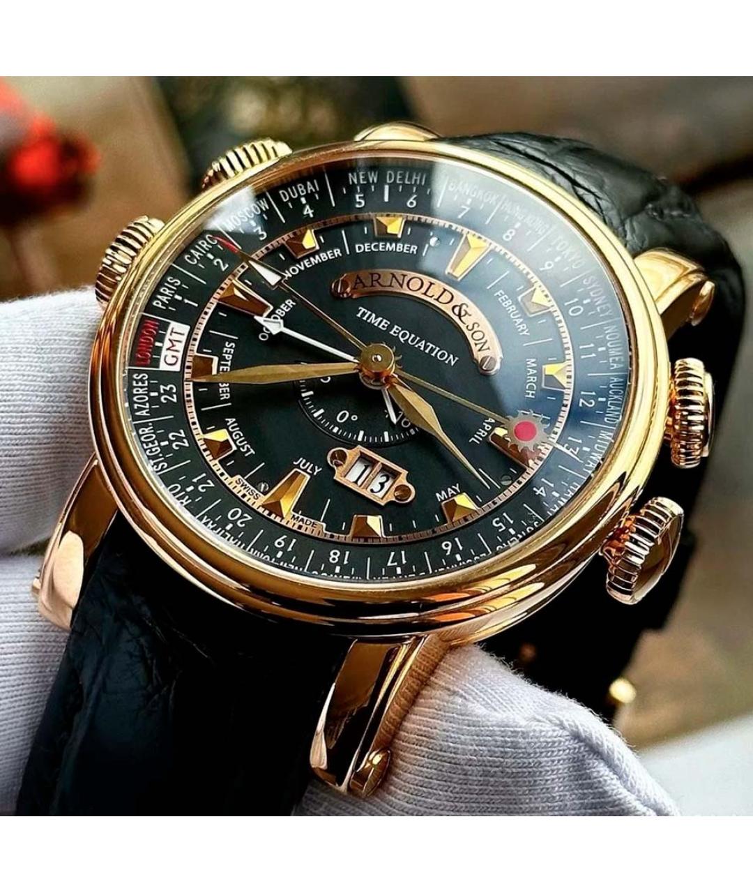 ARNOLD & SON Черные часы из розового золота, фото 2