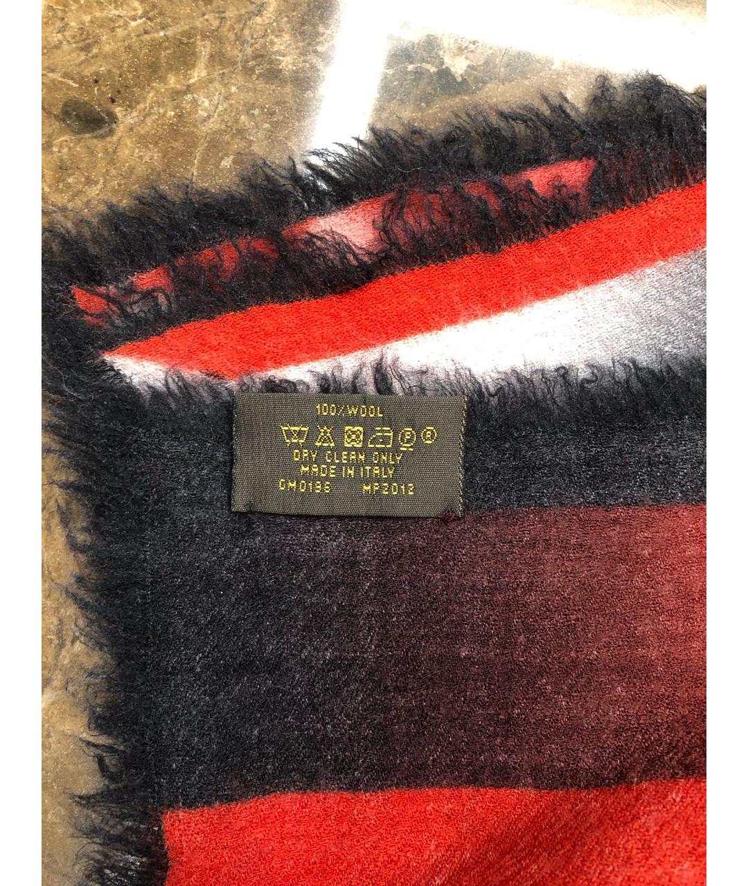 LOUIS VUITTON Красный шерстяной шарф, фото 4