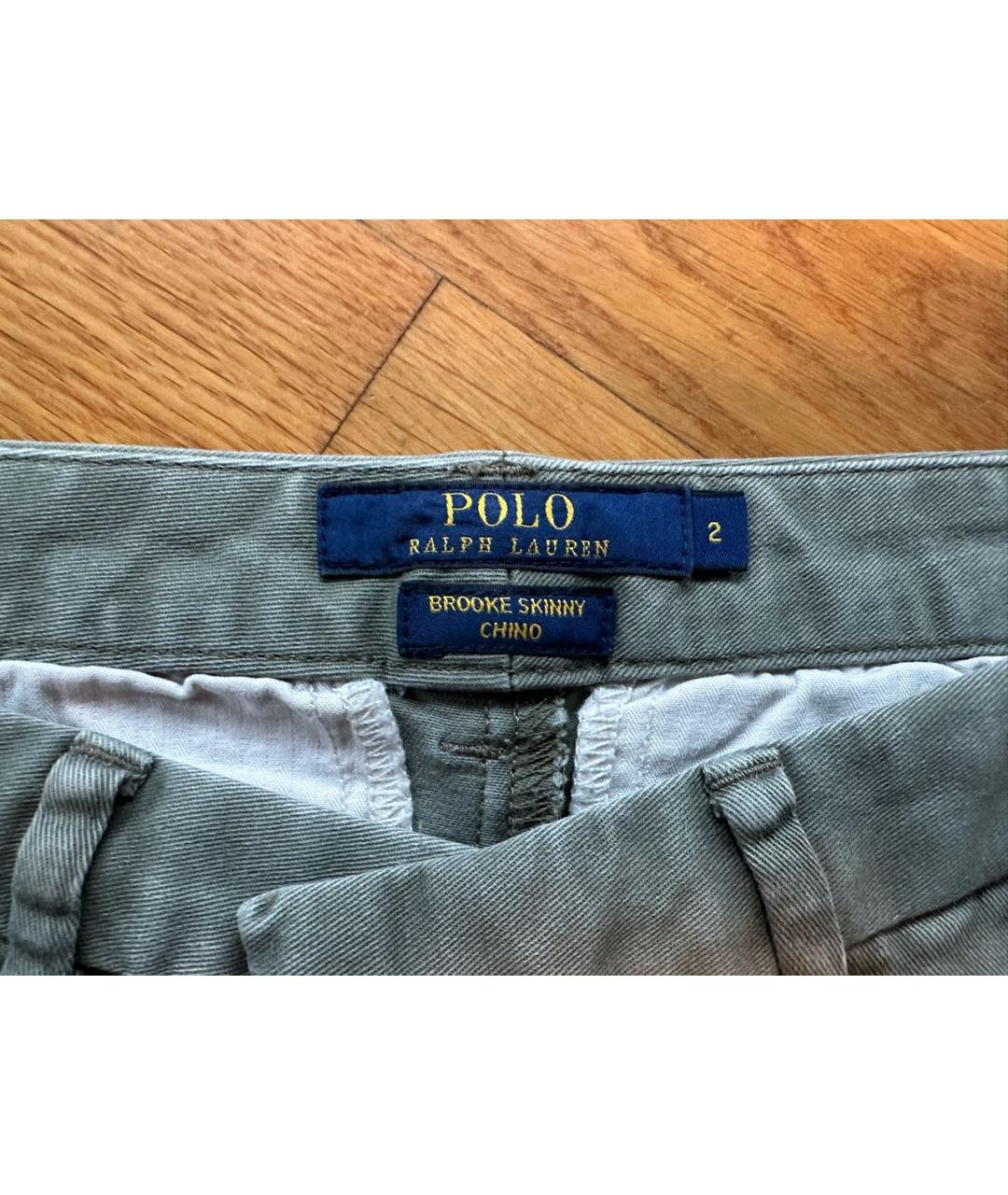 POLO RALPH LAUREN Хаки хлопко-эластановые прямые брюки, фото 3