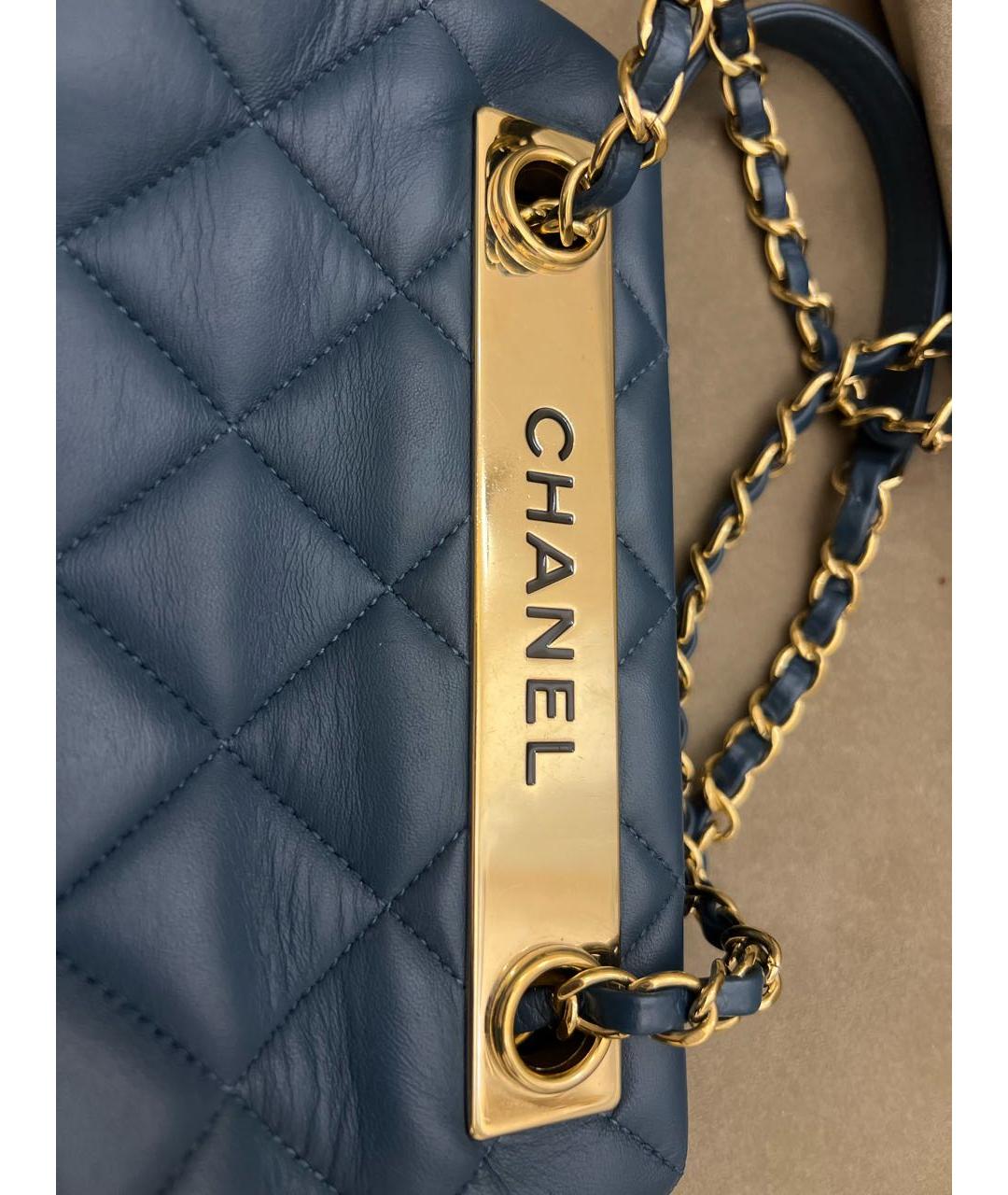 CHANEL Темно-синяя кожаная сумка через плечо, фото 5