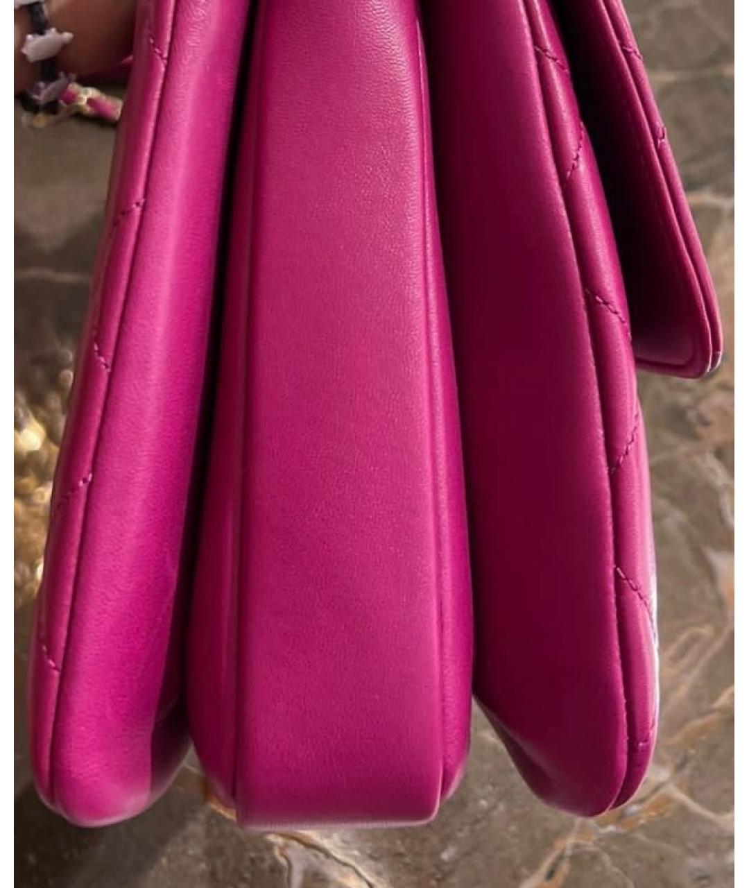 CHANEL PRE-OWNED Розовая кожаная сумка с короткими ручками, фото 3
